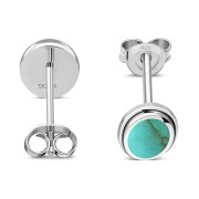 Turquoise Oval Stud Silver Earrings - e368